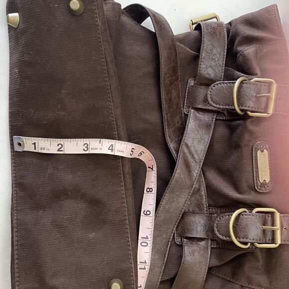 O’Neill canvas and leather tote bag crisscross straps and buckles - Picture 13 of 13